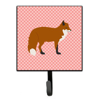 "Caroline's Treasures Red Fox Pink Check Wall Hook, Small, Multicolor"