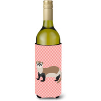 "Caroline's Treasures Ferret Pink Check Decorative Bottle Hugger, 750 ml, Multicolor"