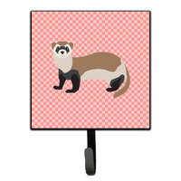 "Caroline's Treasures Ferret Pink Check Wall Hook, Small, Multicolor"