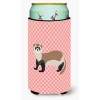 "Caroline's Treasures Ferret Pink Check Decorative Can Hugger, Tall Boy, Multicolor"