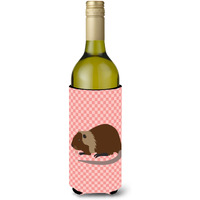 "Caroline's Treasures Coypu Nutria River Rat Pink Check Decorative Bottle Hugger, 750 ml, Multicolor"