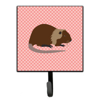 "Caroline's Treasures Coypu Nutria River Rat Pink Check Wall Hook, Small, Multicolor"
