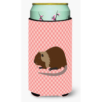 "Caroline's Treasures Coypu Nutria River Rat Pink Check Decorative Can Hugger, Tall Boy, Multicolor"