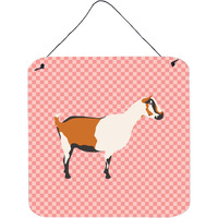 "Caroline's Treasures Pink Alpine Goat Check Metal Print, 6hx6w"