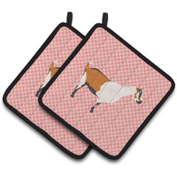 "Caroline's Treasures Alpine Goat Pink Check Decorated Pot Holder, 7.5"" x 7.5"""