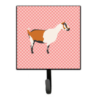 "Caroline's Treasures Alpine Goat Pink Check Wall Hook, Small, Multicolor"