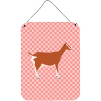 "Caroline's Treasures Toggenburger Goat Pink Check Metal Print, 16hx12w, Multicolor"