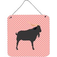 "Caroline's Treasures Pink Verata Goat Check Metal Print, 6"" H x 6"" W"