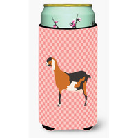 "Caroline's Treasures Anglo Nubian Goat Pink Check Decorative Can Hugger, Tall Boy, Multicolor"