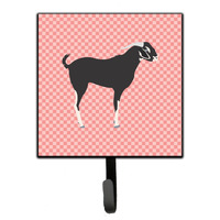"Caroline's Treasures Black Bengal Goat Pink Check Wall Hook, Small, Multicolor"
