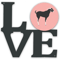"Caroline's Treasures Black Bengal Goat Pink Check Metal Artwork Love wall-decor, Multicolor"