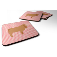 "Caroline's Treasures American Lamancha Goat Pink Check Decorative coasters, 3.5, Multicolor"