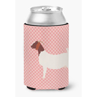 "Caroline's Treasures Boer Goat Pink Check Decorative Can Hugger, Multicolor"
