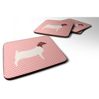 "Caroline's Treasures Boer Goat Pink Check Decorative coasters, 3.5, Multicolor"