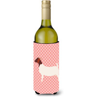 "Caroline's Treasures Boer Goat Pink Check Decorative Bottle Hugger, 750 ml, Multicolor"