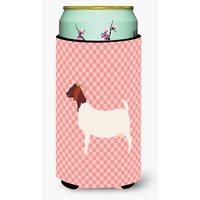 "Caroline's Treasures Boer Goat Pink Check Decorative Can Hugger, Tall Boy, Multicolor"