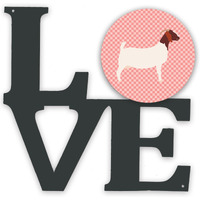 "Caroline's Treasures Boer Goat Pink Check Metal Artwork Love wall-decor, Multicolor"