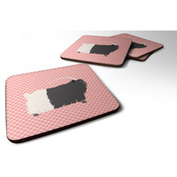 "Caroline's Treasures Welsh Black-Necked Goat Pink Check Decorative coasters, 3.5, Multicolor"
