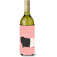 "Caroline's Treasures Welsh Black-Necked Goat Pink Check Decorative Bottle Hugger, 750 ml, Multicolor"