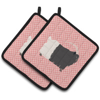 "Caroline's Treasures Welsh Black-Necked Goat Pink Check Decorated Pot Holder, 7.5"" x 7.5"""