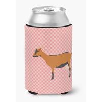 "Caroline's Treasures Oberhasli Goat Pink Check Decorative Can Hugger, Multicolor"