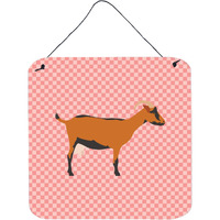 "Caroline's Treasures Pink Oberhasli Goat Check Metal Print, 6hx6w"