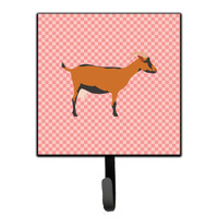 "Caroline's Treasures Oberhasli Goat Pink Check Wall Hook, Small, Multicolor"