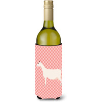"Caroline's Treasures Saanen Goat Pink Check Decorative Bottle Hugger, 750 ml, Multicolor"