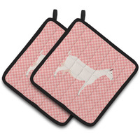 "Caroline's Treasures Saanen Goat Pink Check Decorated Pot Holder, 7.5"" x 7.5"""