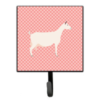 "Caroline's Treasures Saanen Goat Pink Check Wall Hook, Small, Multicolor"