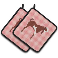 "Caroline's Treasures Jamnapari Goat Pink Check Decorated Pot Holder, 7.5"" x 7.5"""