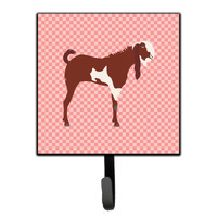 "Caroline's Treasures Jamnapari Goat Pink Check Wall Hook, Small, Multicolor"