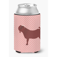 "Caroline's Treasures Kalahari Red Goat Pink Check Decorative Can Hugger, Multicolor"
