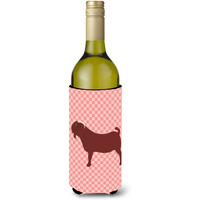 "Caroline's Treasures Kalahari Red Goat Pink Check Decorative Bottle Hugger, 750 ml, Multicolor"