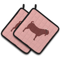 "Caroline's Treasures Kalahari Red Goat Pink Check Decorated Pot Holder, 7.5"" x 7.5"""