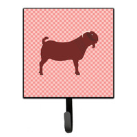 "Caroline's Treasures Kalahari Red Goat Pink Check Wall Hook, Small, Multicolor"