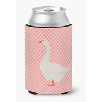 "Caroline's Treasures Embden Goose Pink Check Decorative Can Hugger, Multicolor"