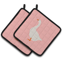 "Caroline's Treasures Embden Goose Pink Check Decorated Pot Holder, 7.5"" x 7.5"""