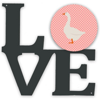 "Caroline's Treasures Embden Goose Pink Check Metal Artwork Love wall-decor, Multicolor"