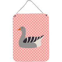 "Caroline's Treasures Pilgrim Goose Pink Check Metal Print, 16hx12w, Multicolor"