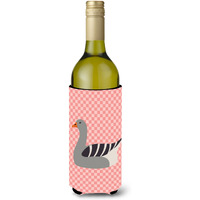 "Caroline's Treasures Pilgrim Goose Pink Check Decorative Bottle Hugger, 750 ml, Multicolor"