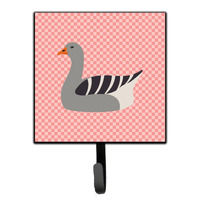 "Caroline's Treasures Pilgrim Goose Pink Check Wall Hook, Small, Multicolor"