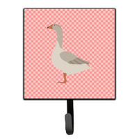 "Caroline's Treasures Steinbacher Goose Pink Check Wall Hook, Small, Multicolor"