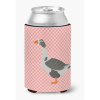 "Caroline's Treasures West of England Goose Pink Check Decorative Can Hugger, Multicolor"