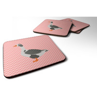 "Caroline's Treasures West of England Goose Pink Check Decorative coasters, 3.5, Multicolor"