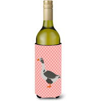 "Caroline's Treasures West of England Goose Pink Check Decorative Bottle Hugger, 750 ml, Multicolor"