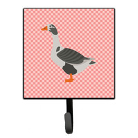 "Caroline's Treasures West of England Goose Pink Check Wall Hook, Small, Multicolor"
