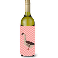 "Caroline's Treasures Chinese Goose Pink Check Decorative Bottle Hugger, 750 ml, Multicolor"