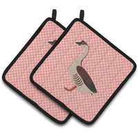 "Caroline's Treasures Chinese Goose Pink Check Decorated Pot Holder, 7.5"" x 7.5"""