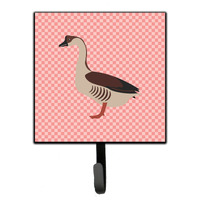 "Caroline's Treasures Chinese Goose Pink Check Wall Hook, Small, Multicolor"